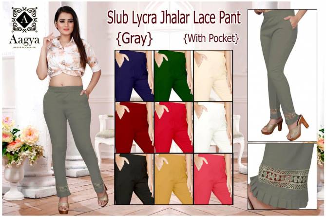 Aagya Jhalar latest Fancy Designer Lace Pant Rayon Strechable Bottom Wear